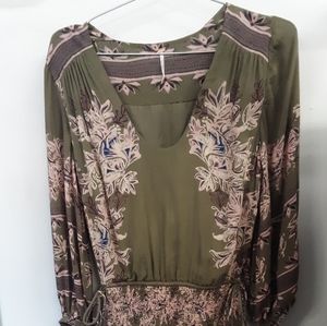 Free People Flowy Boho Shirred Waist Mini